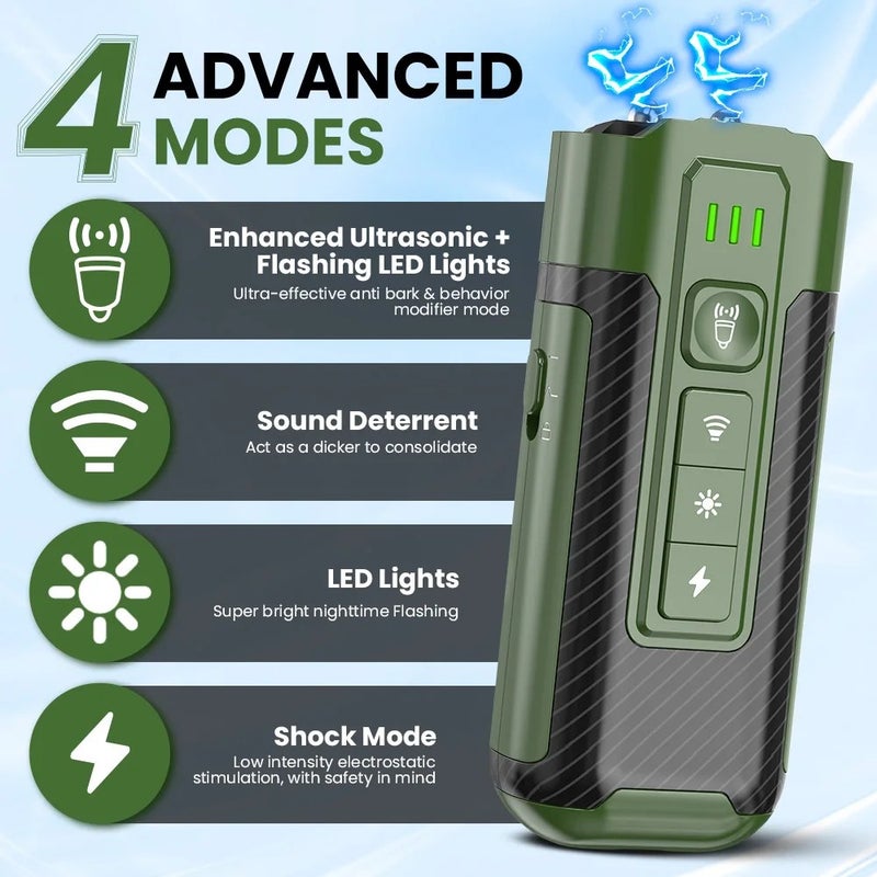 Bluejw Outdoor Self-Defense Electric Shock Dog Barking Control Ultrasonic Repeller with LED Flashlight - Handheld Rechargeable Dog Deterrent Training Device - Image 4